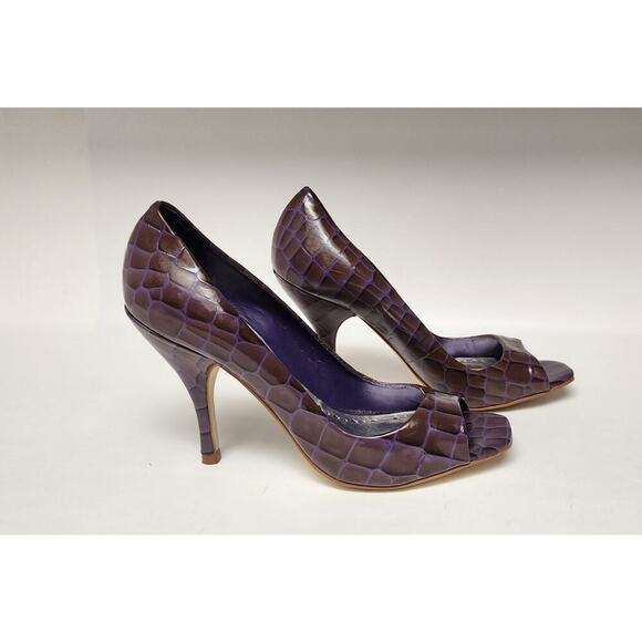 BCBG Girl Ariel Open Peep Toe Purple Patent Leather Stiletto High Heels Size 8B - Picture 1 of 7